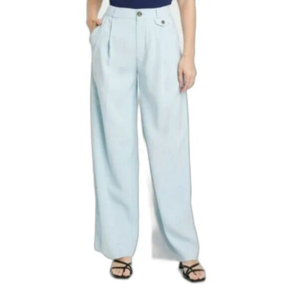 303 A New Day Light Blue Wide-Leg Pants • High-Rise Trousers Dress Pant - Picture 2 of 5
